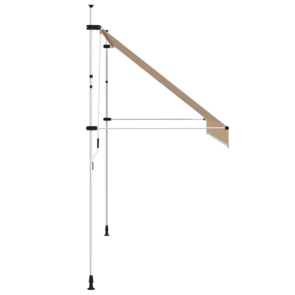 vidaXL Markiza zwijana ręcznie, 350 cm, pomarańczowo-białe pasy