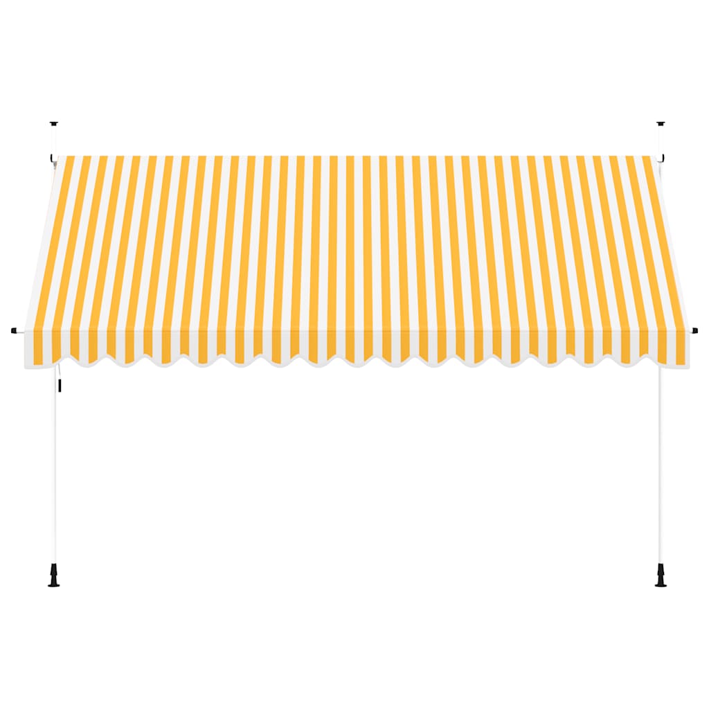 vidaXL Markiza zwijana ręcznie, 400 cm, pomarańczowo-białe pasy