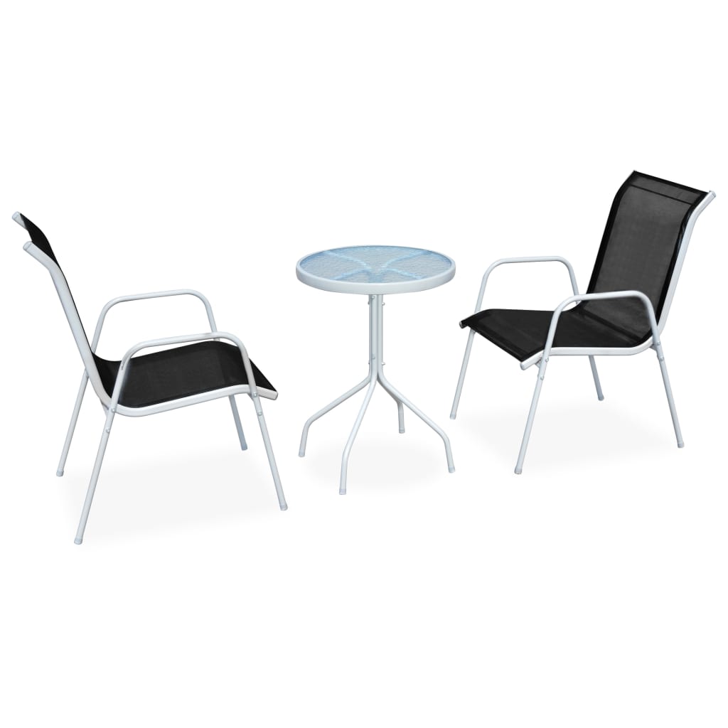 vidaXL 3-cz. zestaw mebli bistro, stal, czarny