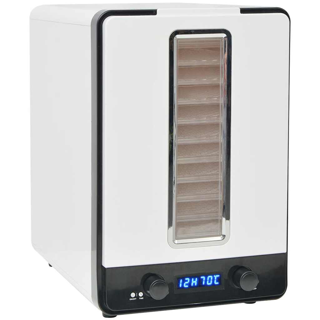 vidaXL Dehydrator do żywności z 10 tacami, biały, 550 W