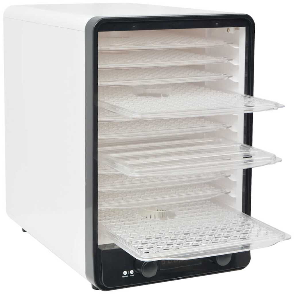 vidaXL Dehydrator do żywności z 10 tacami, biały, 550 W