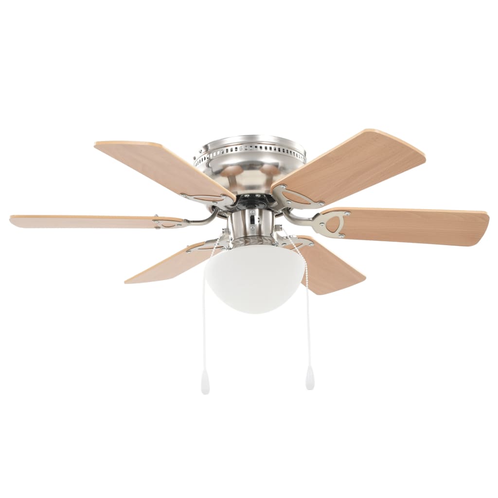 vidaXL Zdobiony wentylator sufitowy z lampą, 82 cm, jasnobrązowy