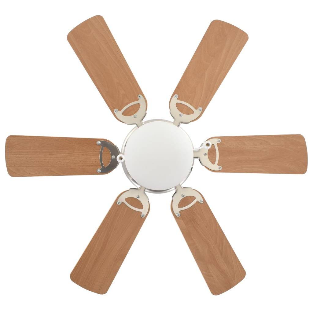 vidaXL Zdobiony wentylator sufitowy z lampą, 82 cm, jasnobrązowy