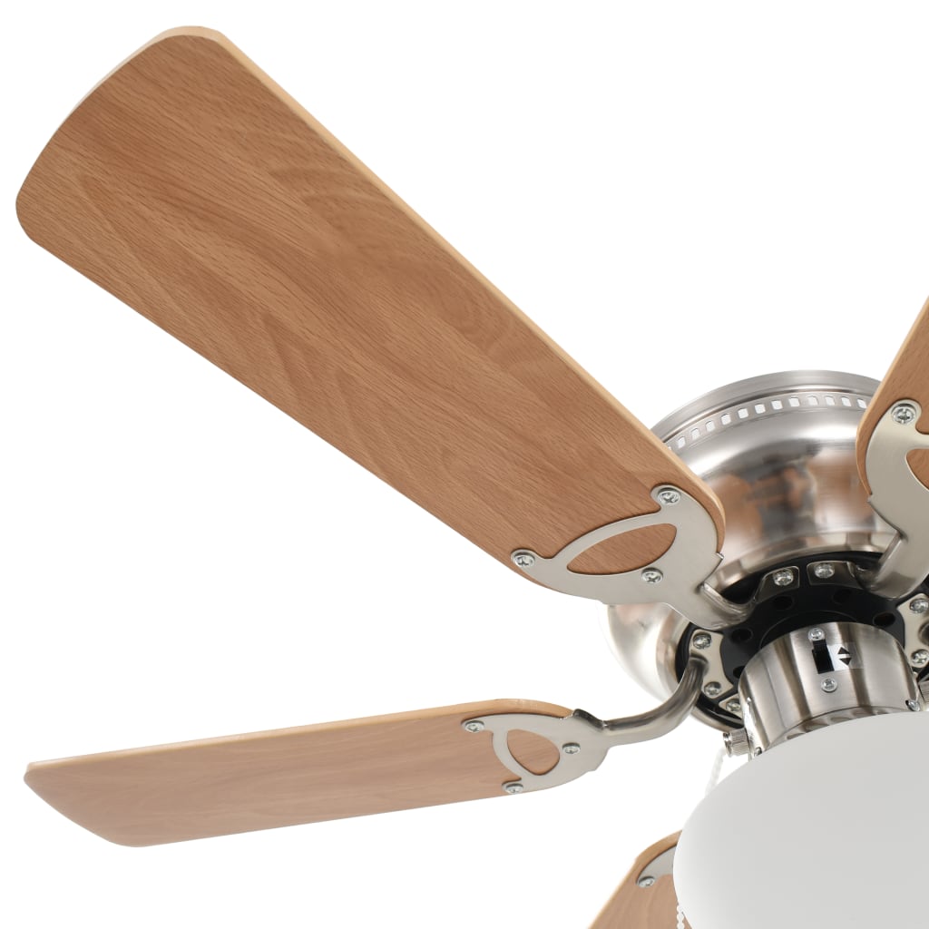 vidaXL Zdobiony wentylator sufitowy z lampą, 82 cm, jasnobrązowy