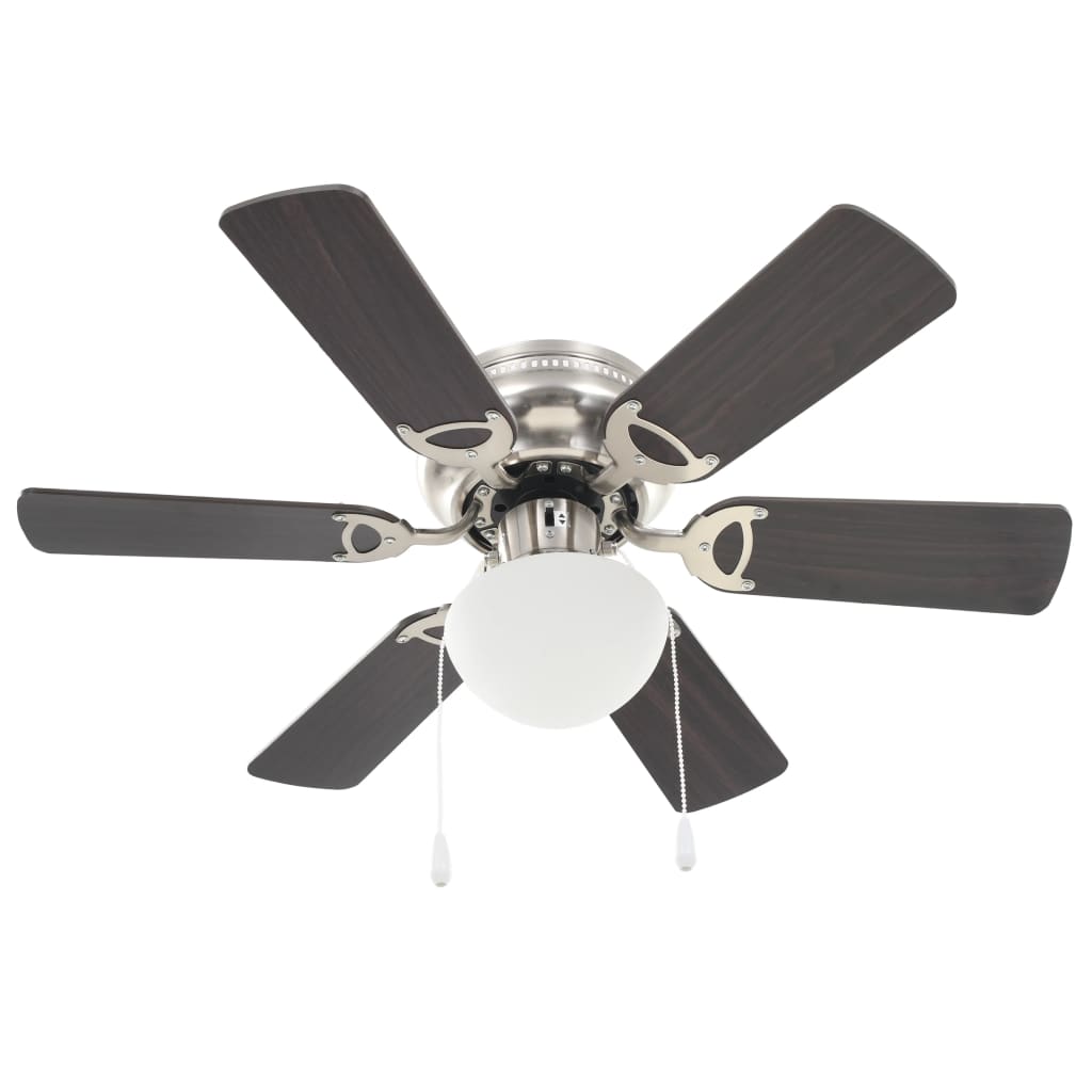 vidaXL Zdobiony wentylator sufitowy z lampą, 82 cm, ciemnobrązowy