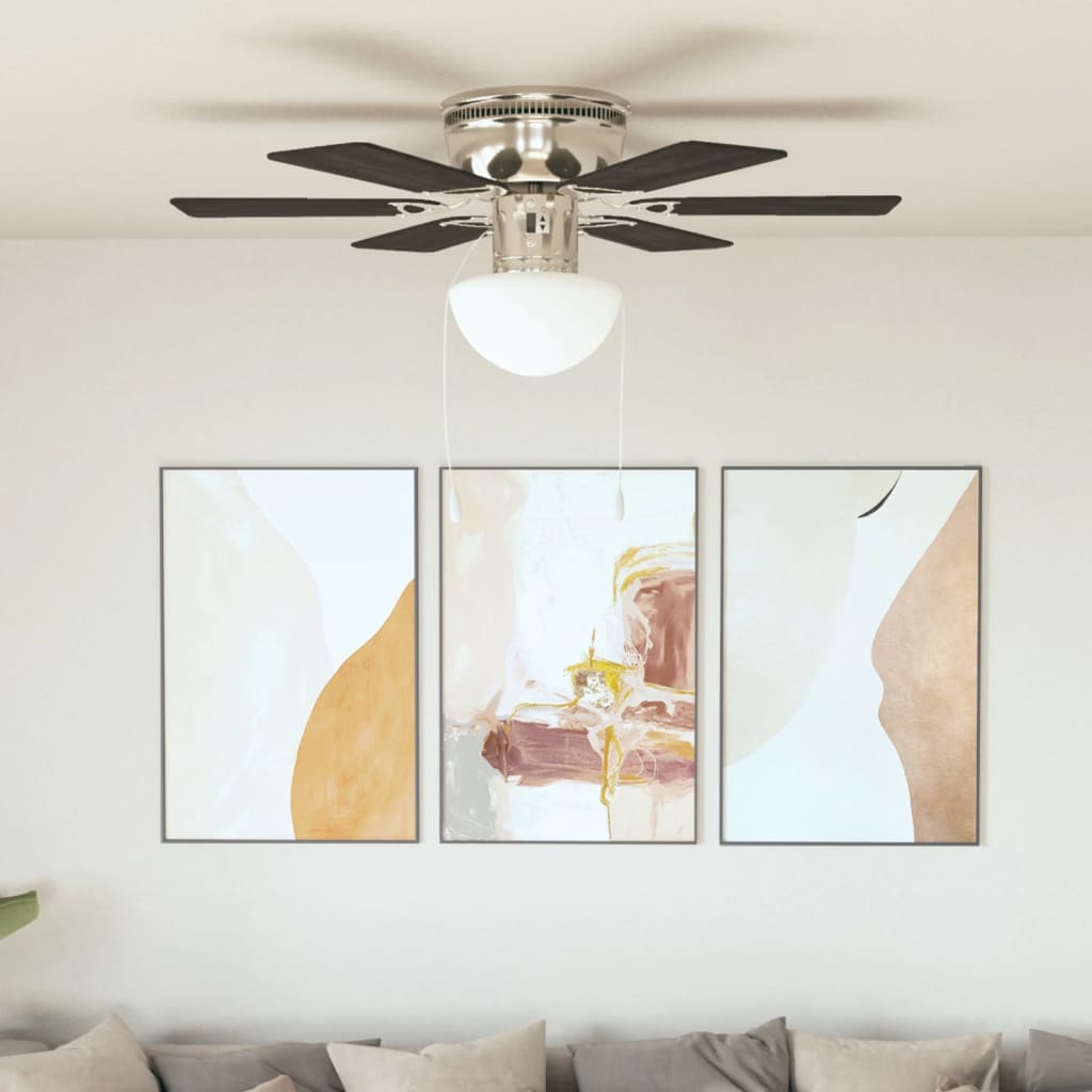 vidaXL Zdobiony wentylator sufitowy z lampą, 82 cm, ciemnobrązowy
