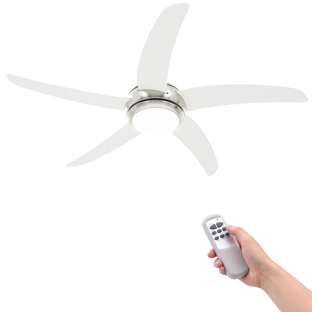 vidaXL Wentylator sufitowy z lampą, 128 cm, biały