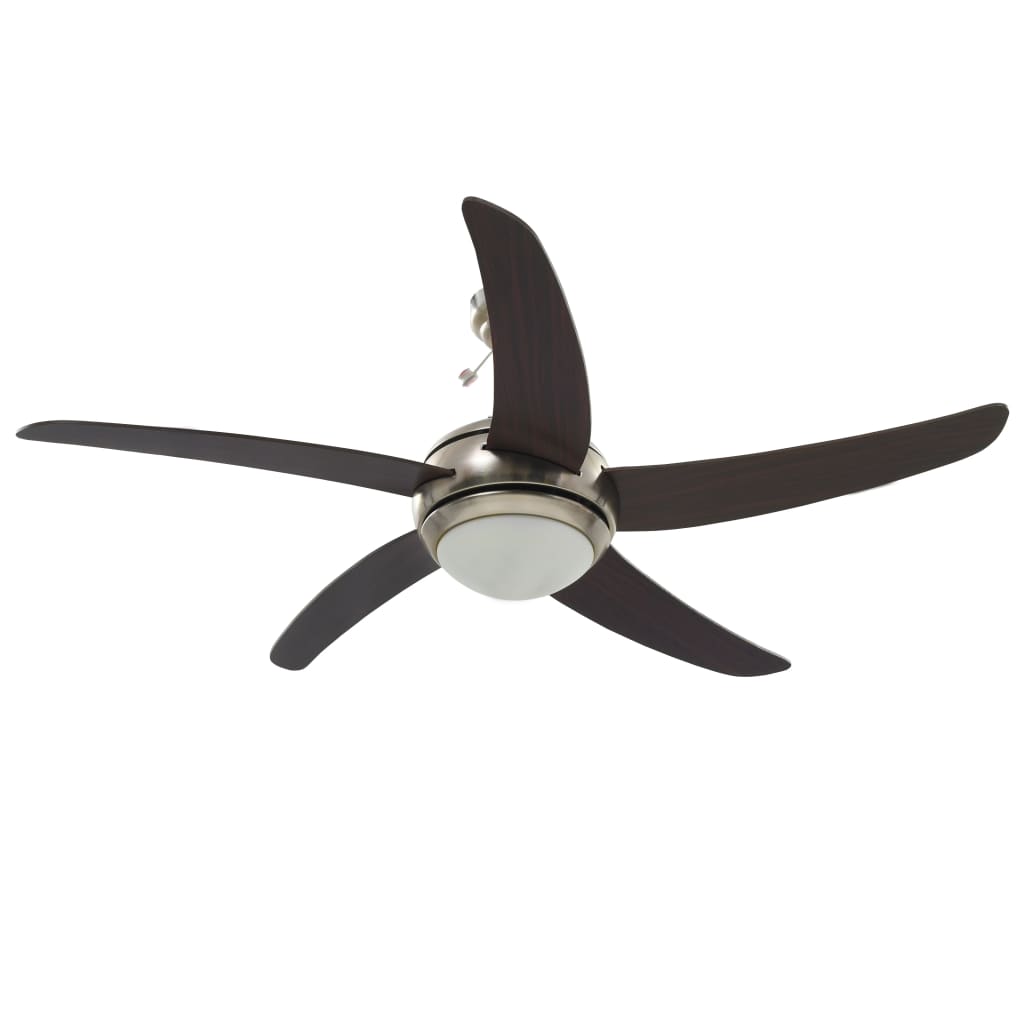 vidaXL Wentylator sufitowy z lampą, 128 cm, brązowy