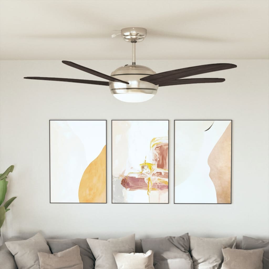 vidaXL Wentylator sufitowy z lampą, 128 cm, brązowy