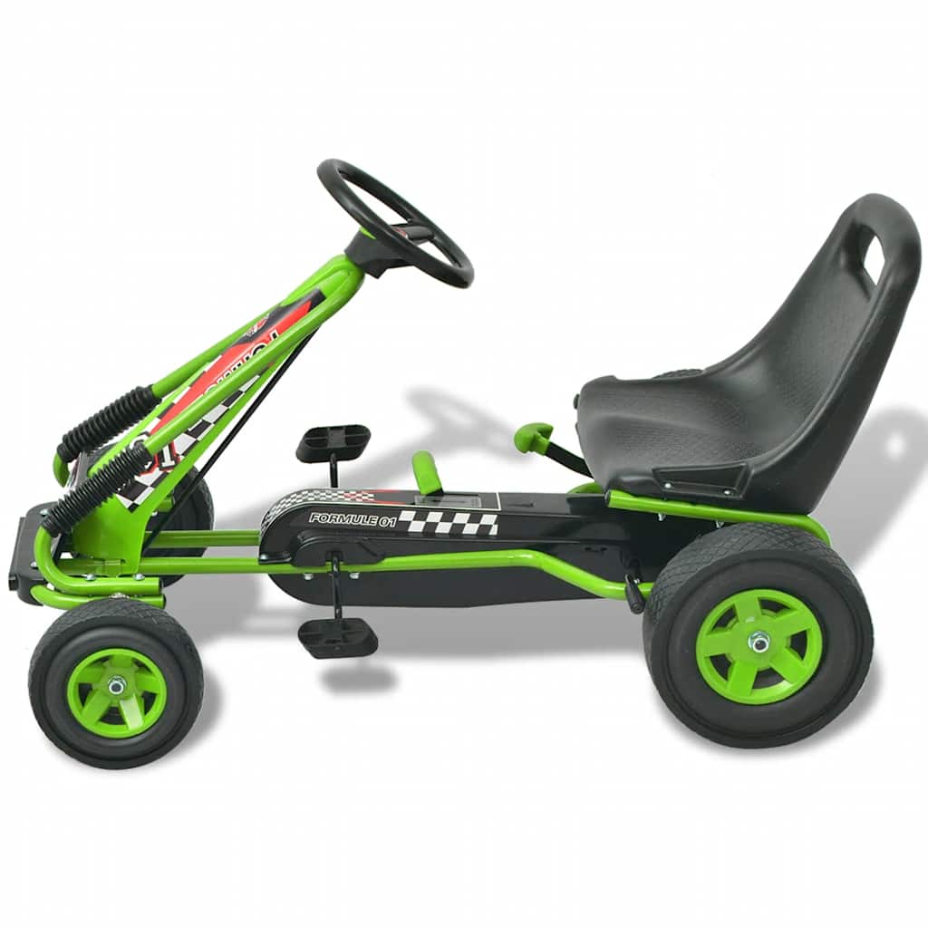 vidaXL Gokart dla dzieci, z regulacją siedziska, zielony