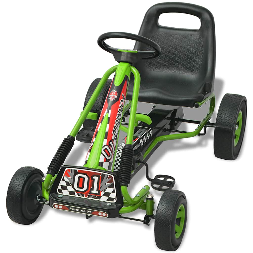 vidaXL Gokart dla dzieci, z regulacją siedziska, zielony