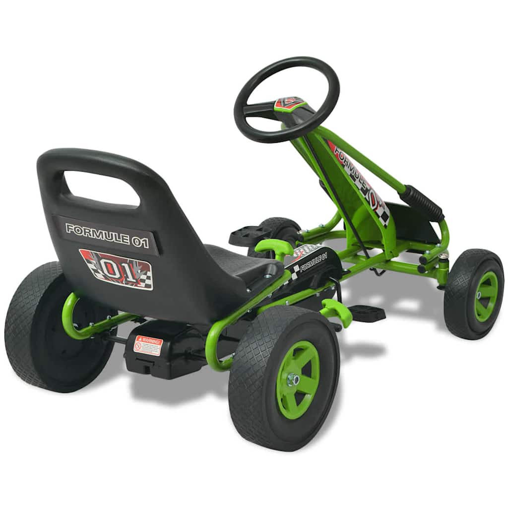 vidaXL Gokart dla dzieci, z regulacją siedziska, zielony