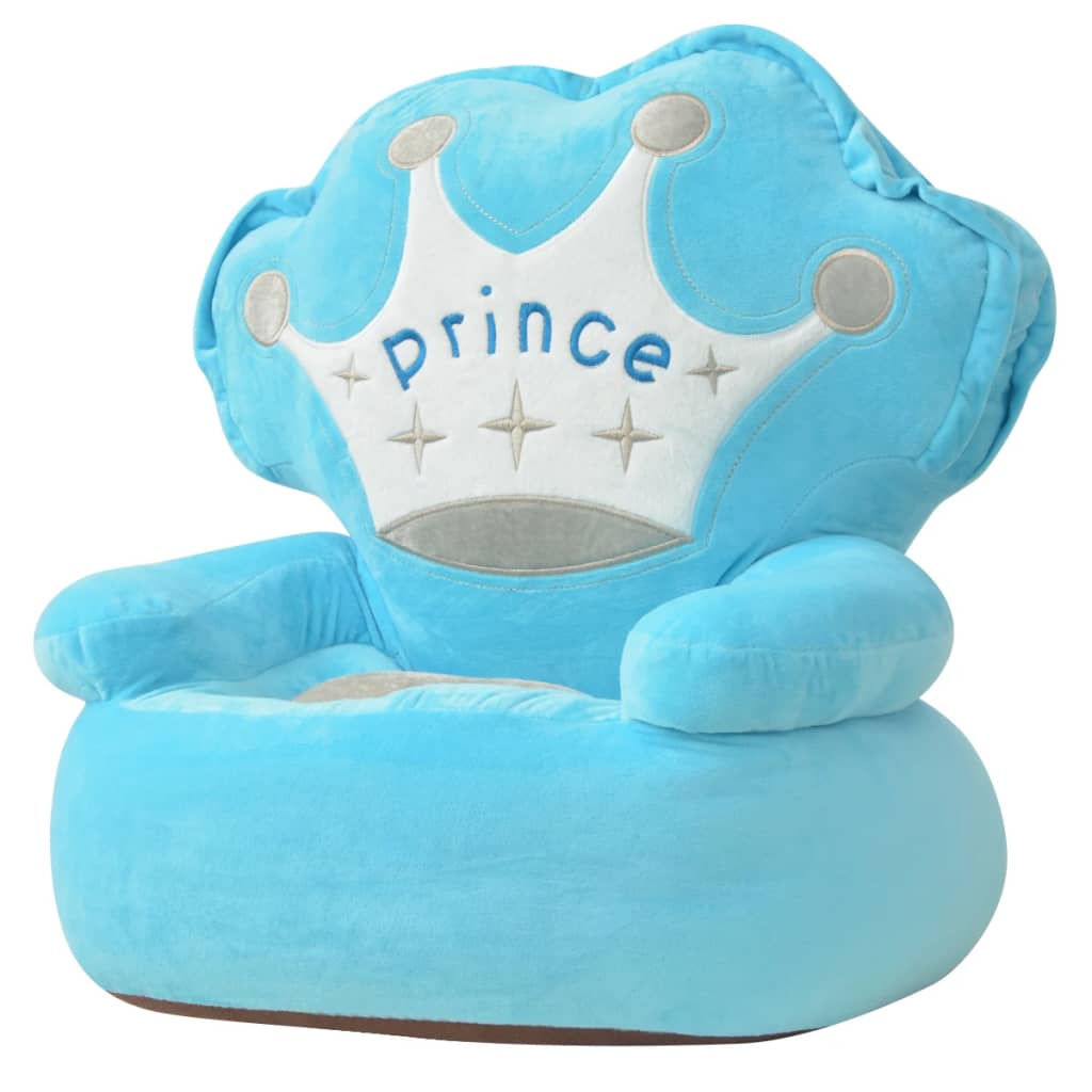 vidaXL Fotel dla dzieci PRINCE, pluszowy, niebieski