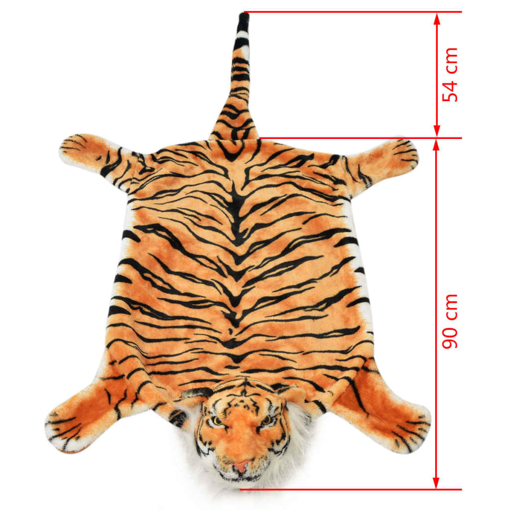 vidaXL Pluszowy dywanik - tygrys, 144 cm, brązowy