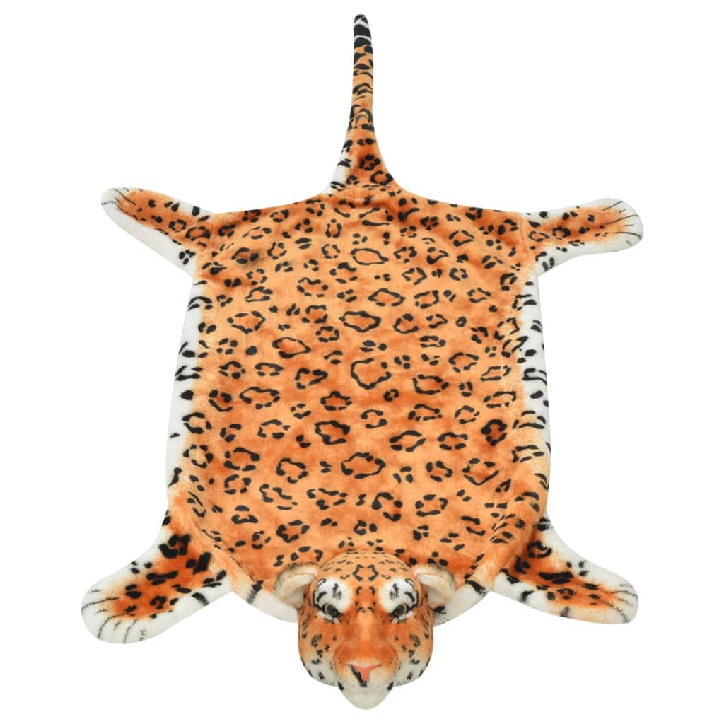 vidaXL Pluszowy dywanik - lampart, 139 cm, brązowy