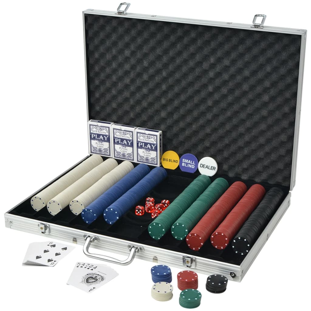 vidaXL Zestaw do pokera 1000 żetonów, aluminium