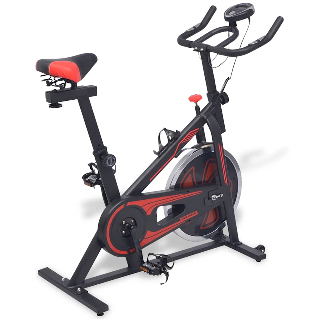 vidaXL Stacjonarny rower treningowy z pomiarem pulsu, czarno-czerwony