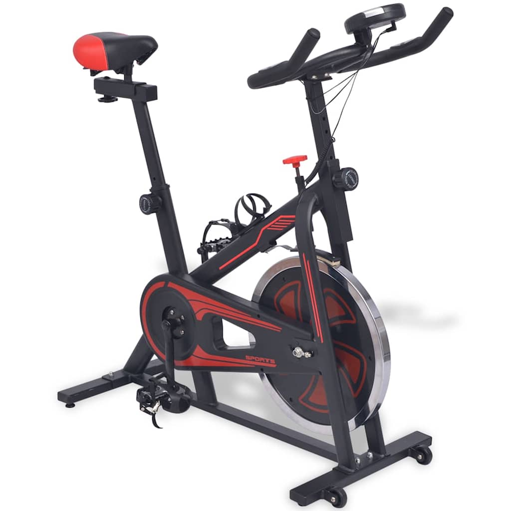 vidaXL Stacjonarny rower treningowy z pomiarem pulsu, czarno-czerwony