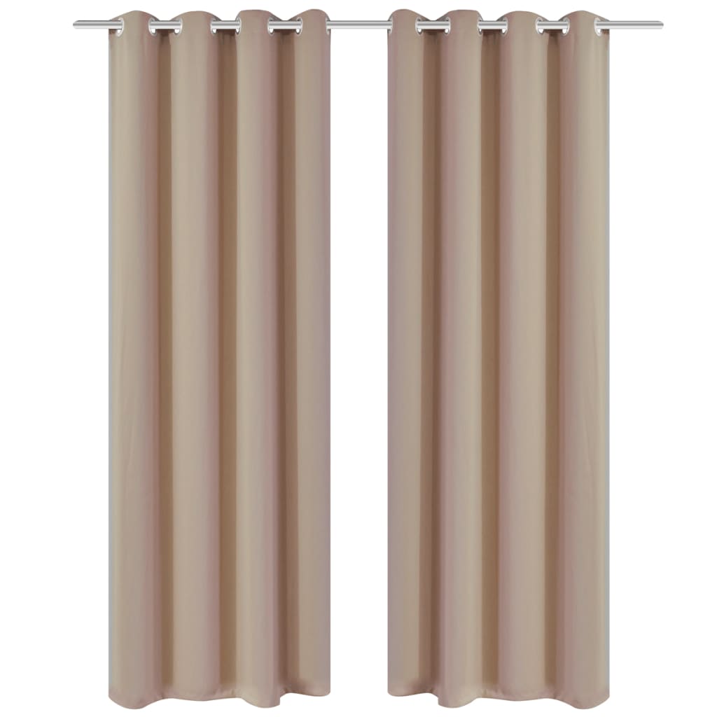 vidaXL Zasłony zaciemniające z kółkami, 2 szt., 135 x 175 cm, kremowe