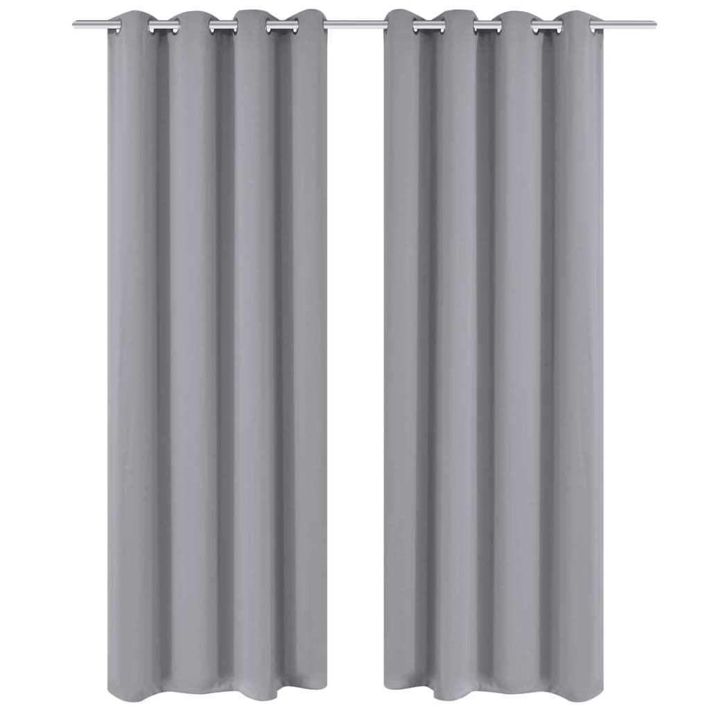 vidaXL Zasłony zaciemniające z kółkami, 2 szt., 135 x 175 cm, szare