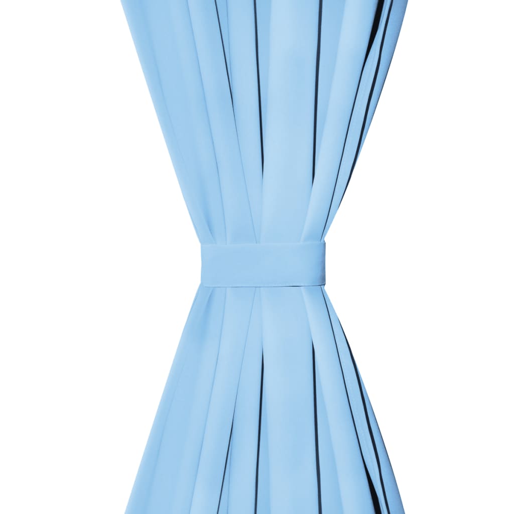 vidaXL Zasłony zaciemniające z kółkami, 2 szt., 135x175 cm, turkusowe