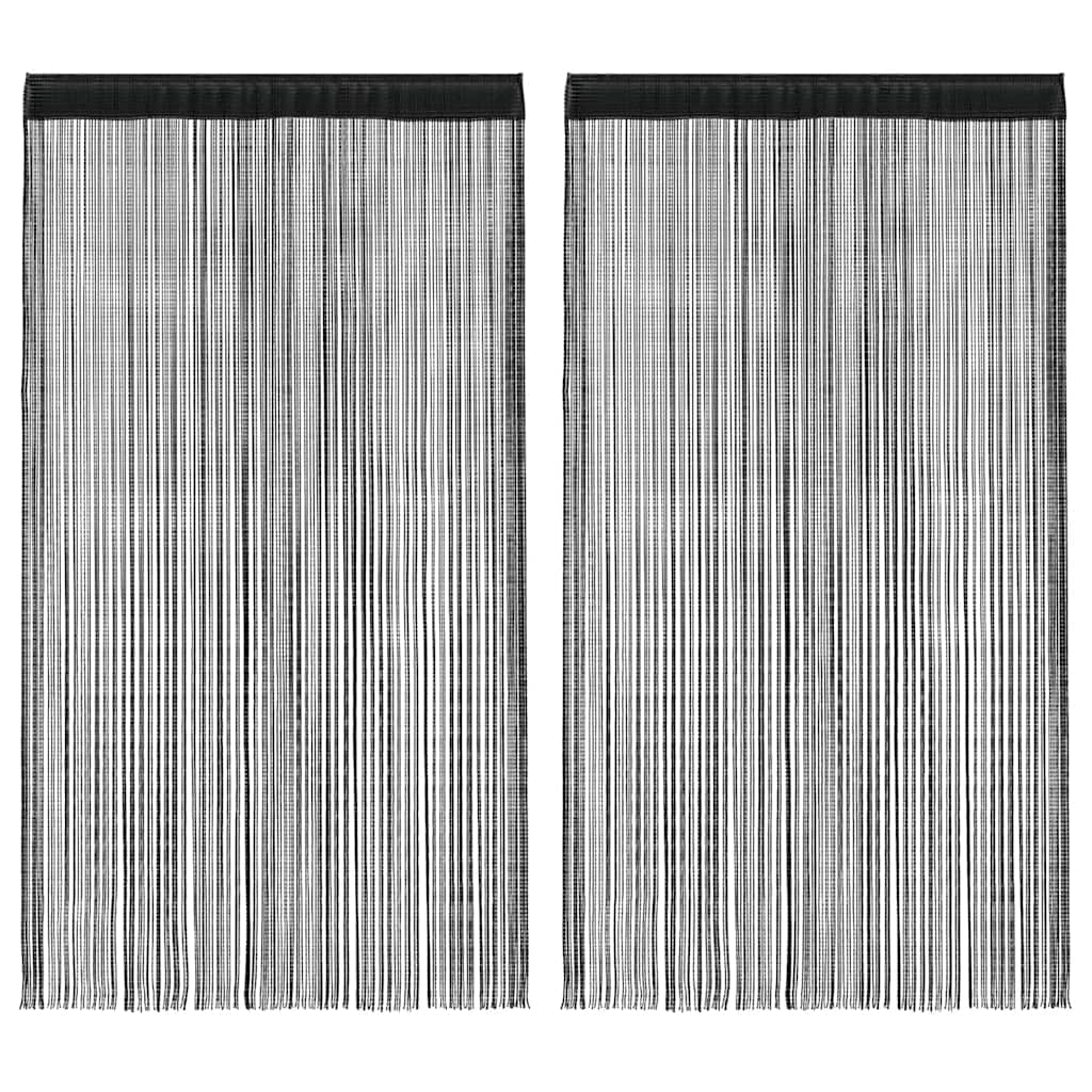 vidaXL Zasłony sznurkowe, 2 sztuki, 140 x 250 cm, czarne