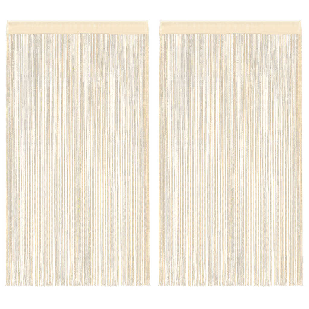 vidaXL Zasłony sznurkowe, 2 sztuki, 100 x 250 cm, kremowe