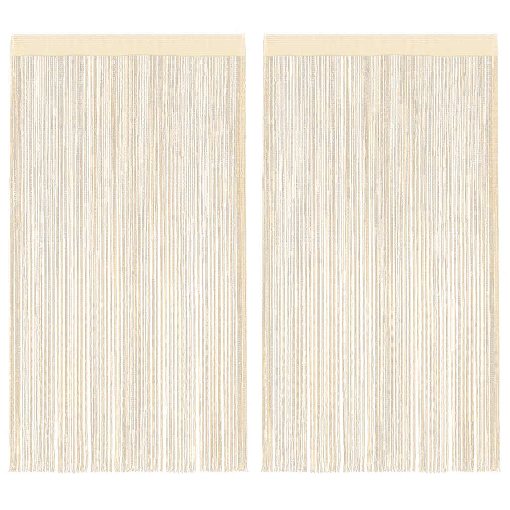vidaXL Zasłony sznurkowe, 2 sztuki, 140 x 250 cm, kremowe