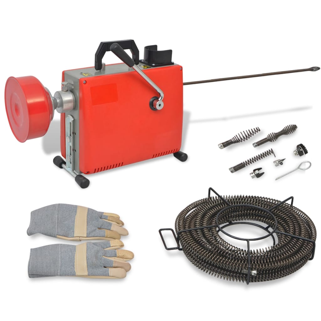 vidaXL Maszyna do czyszczenia rur, 250 W, 15 m x 16 mm 4,5 m x 9,5 mm