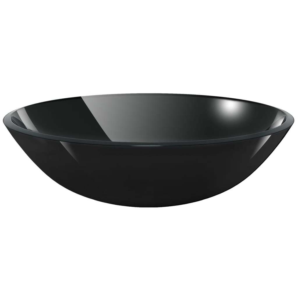 vidaXL Umywalka z czarnego, hartowanego szkła 42 cm