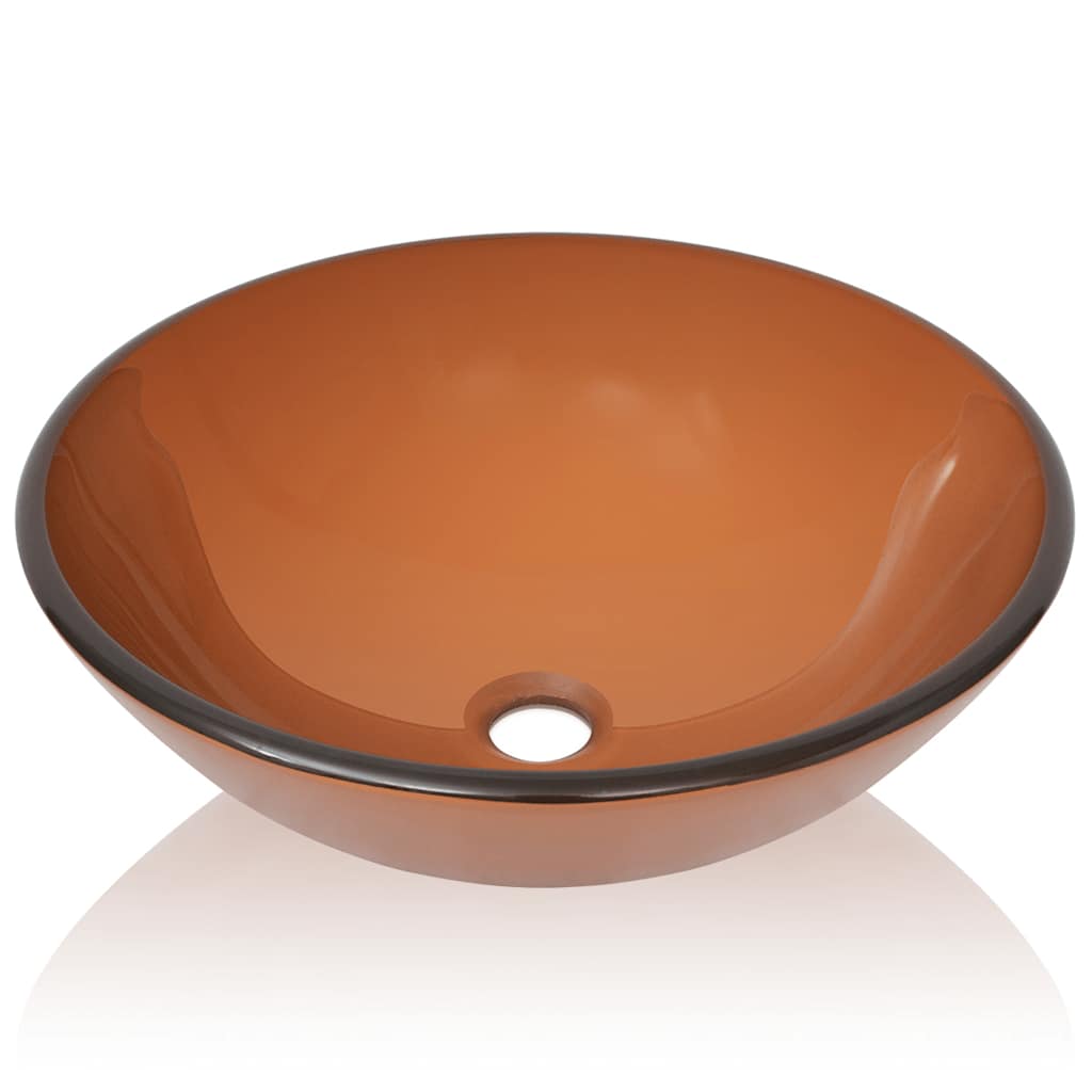 vidaXL Umywalka z hartowanego szkła, 42 cm, brązowa