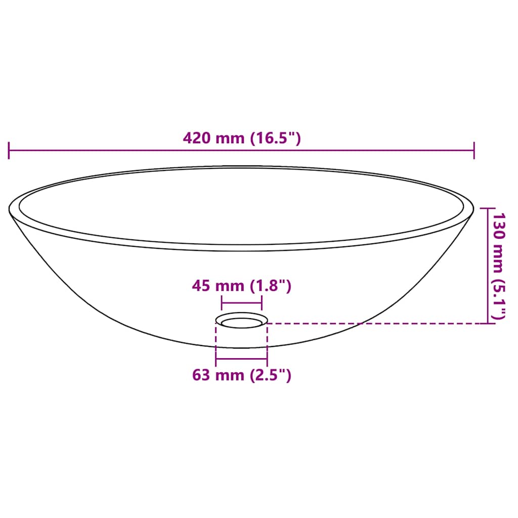vidaXL Umywalka z hartowanego szkła, 42 cm, brązowa