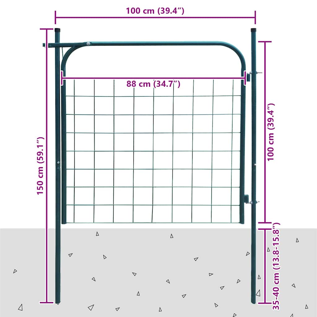 vidaXL Brama ogrodowa 100x100 cm Zielona