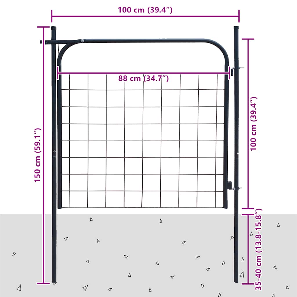 vidaXL Brama ogrodowa 100x100 cm Antracyt