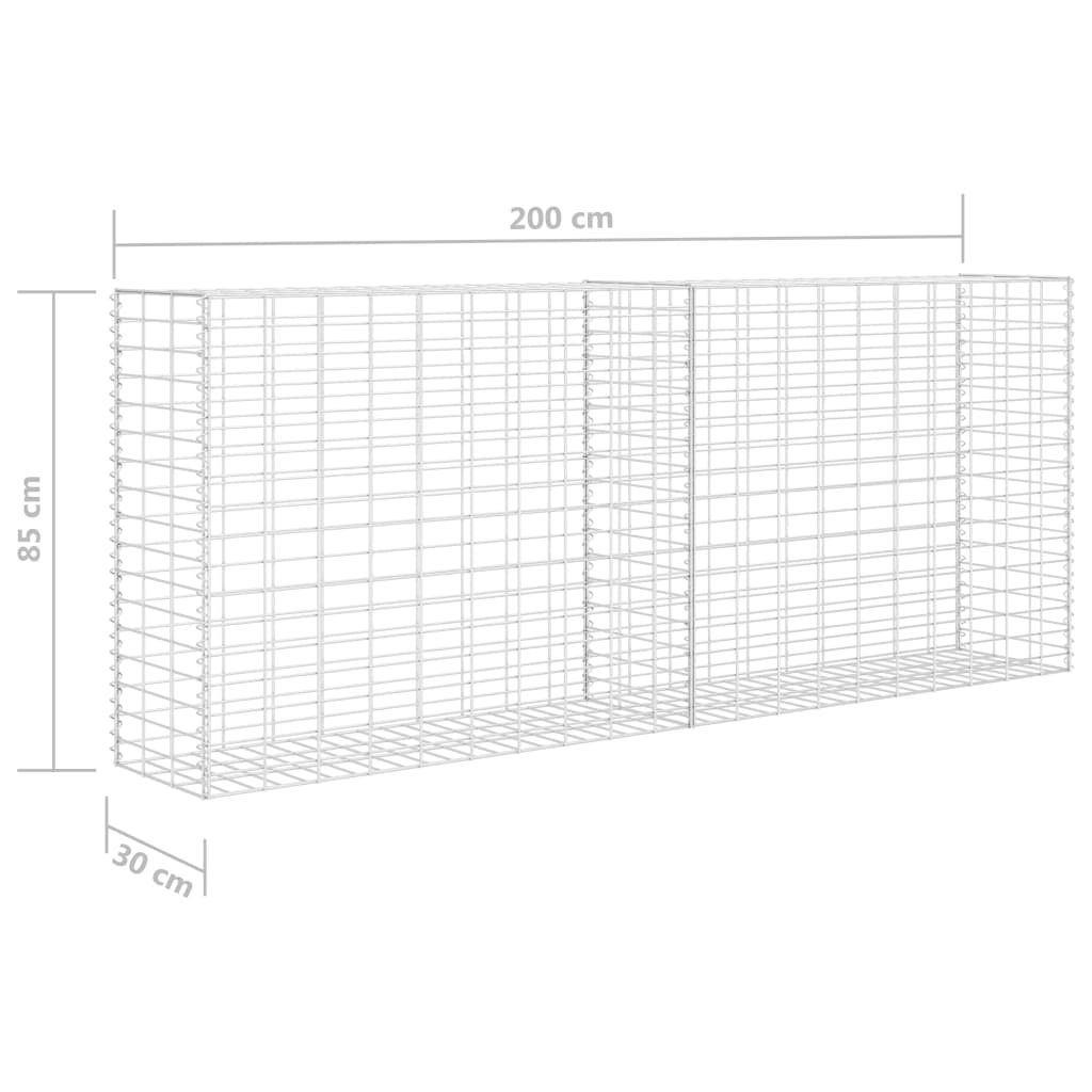 vidaXL Kosz gabionowy, galwanizowana stal, 85 x 30 x 200 cm