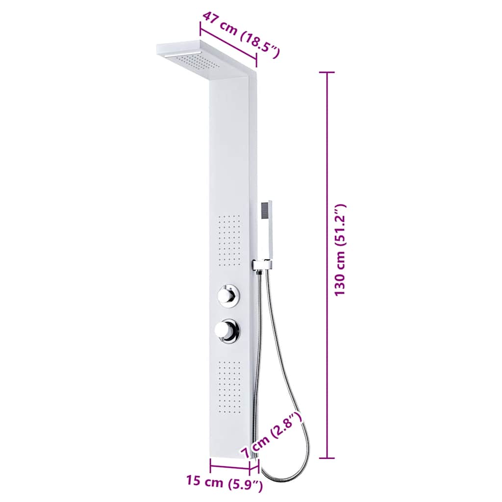 vidaXL Panel prysznicowy, aluminiowy, matowy, biały