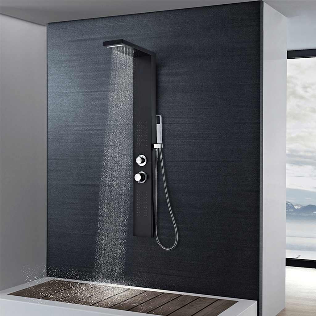 vidaXL Panel prysznicowy, aluminiowy, czarny matowy