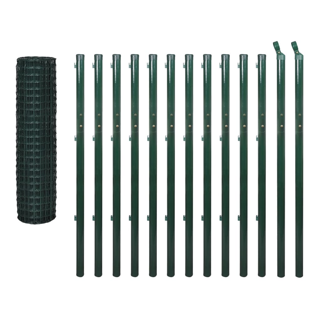 vidaXL Euro ogrodzenie, stalowe, 25 x 1,7 m, zielone