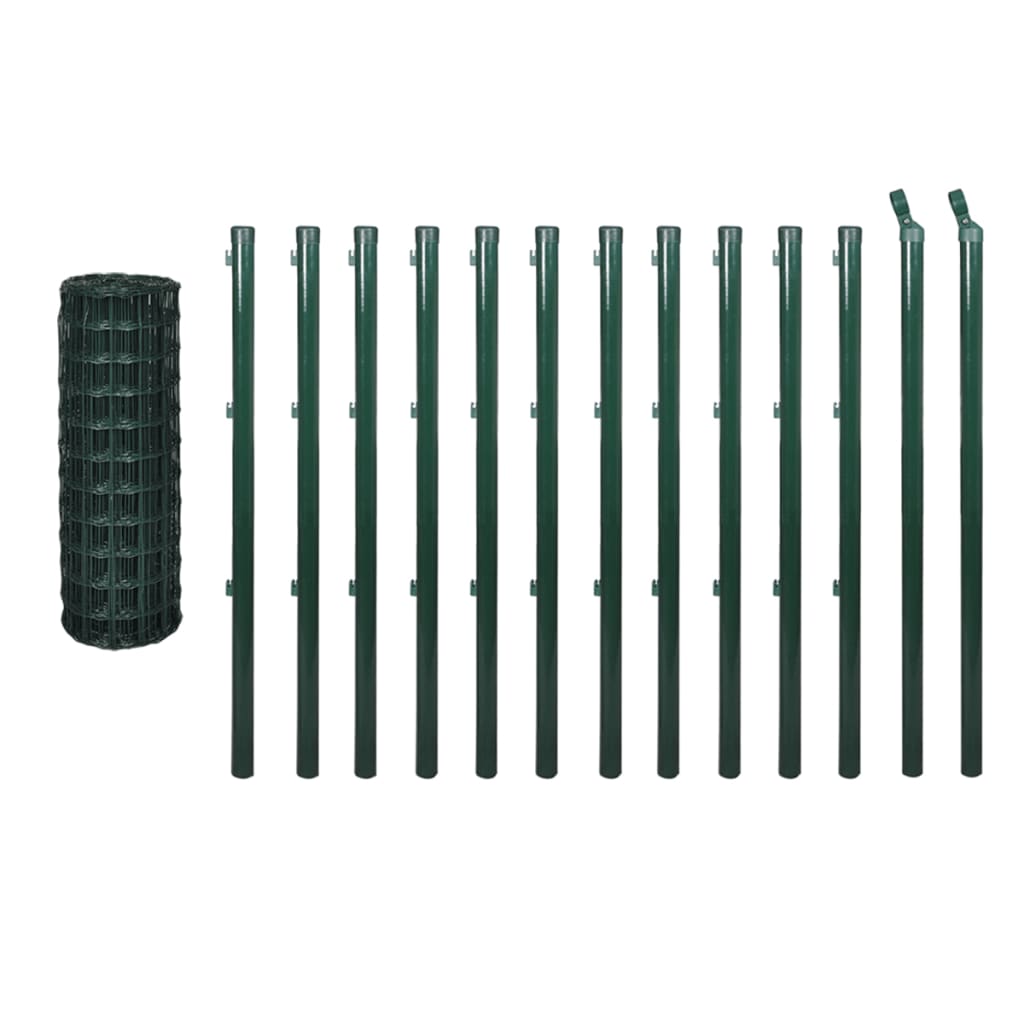 vidaXL Euro ogrodzenie, stalowe, 25 x 1,5 m, zielone