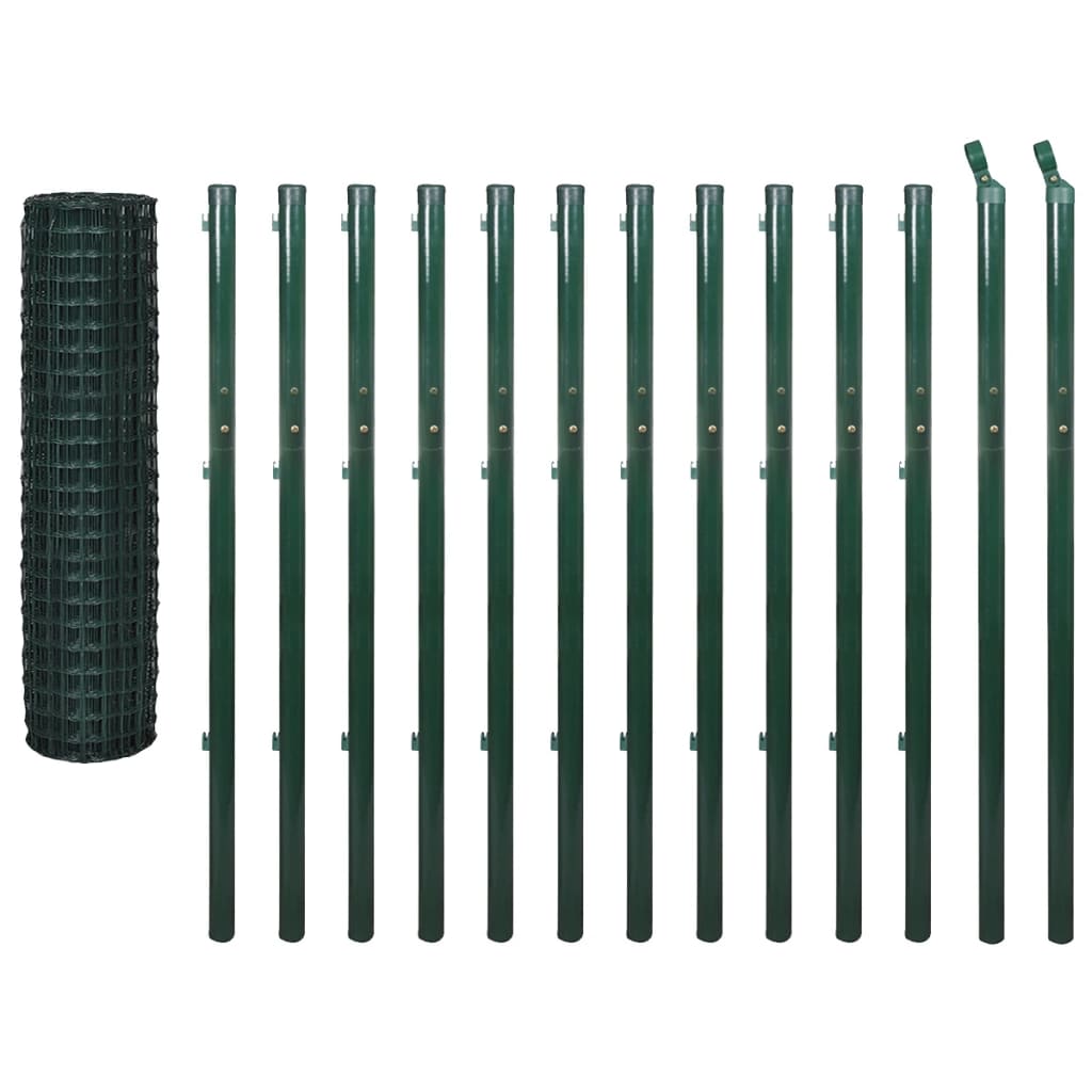 vidaXL Euro ogrodzenie, stalowe, 25 x 1,7 m, zielone