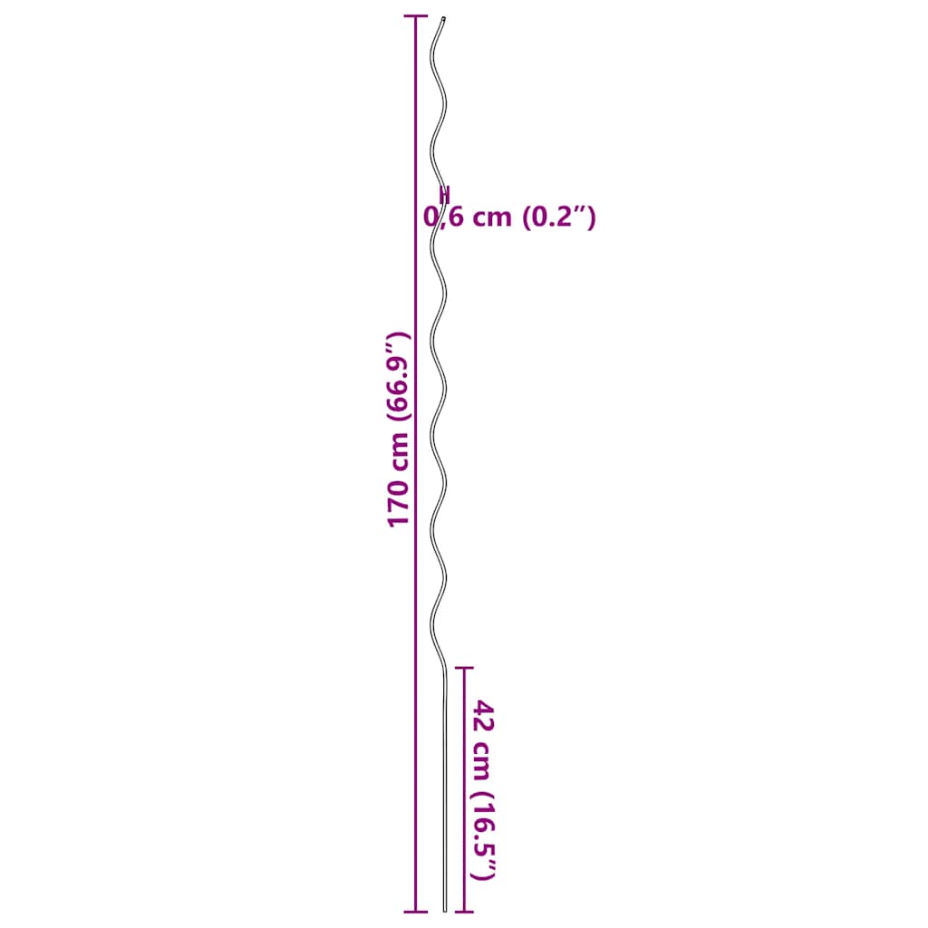 vidaXL Spiralne podpórki do roślin, 20 szt, 170 cm, stal galwanizowana