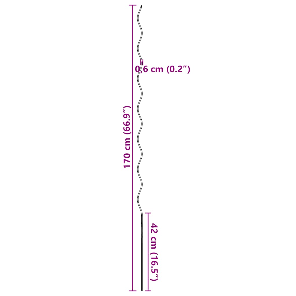 vidaXL Spiralne podpórki do roślin, 5 szt., 170 cm, stal galwanizowana