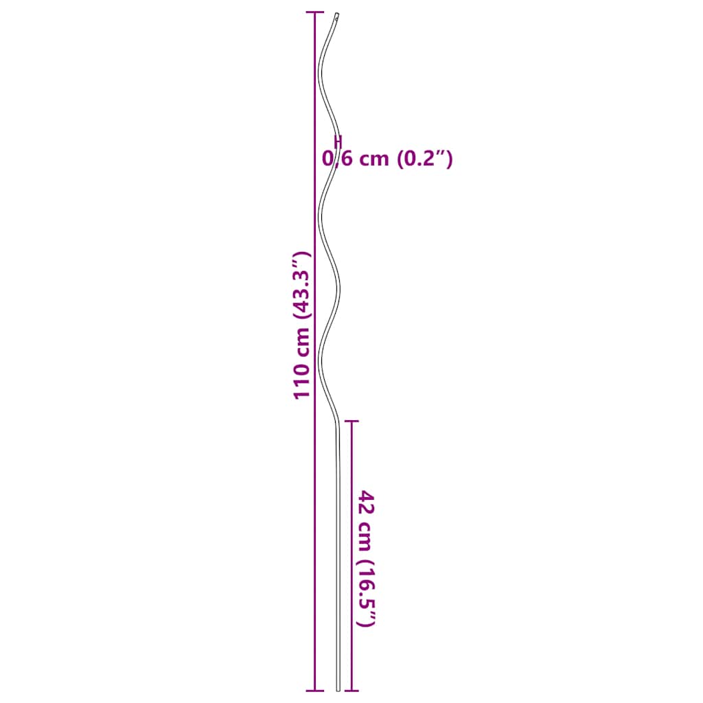 vidaXL Spiralne podpórki do roślin, 50 szt, 110 cm, stal galwanizowana