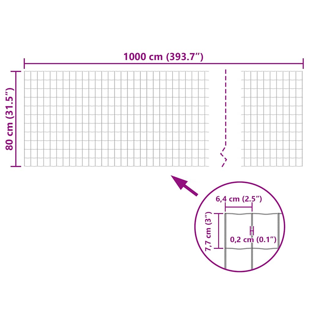 vidaXL Euro ogrodzenie, stalowe, 10 x 0,8 m, szare