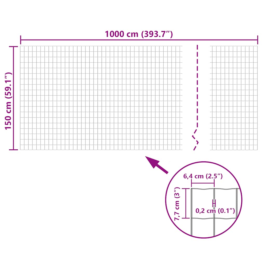 vidaXL Euro ogrodzenie, stalowe, 10 x 1,5 m, szare