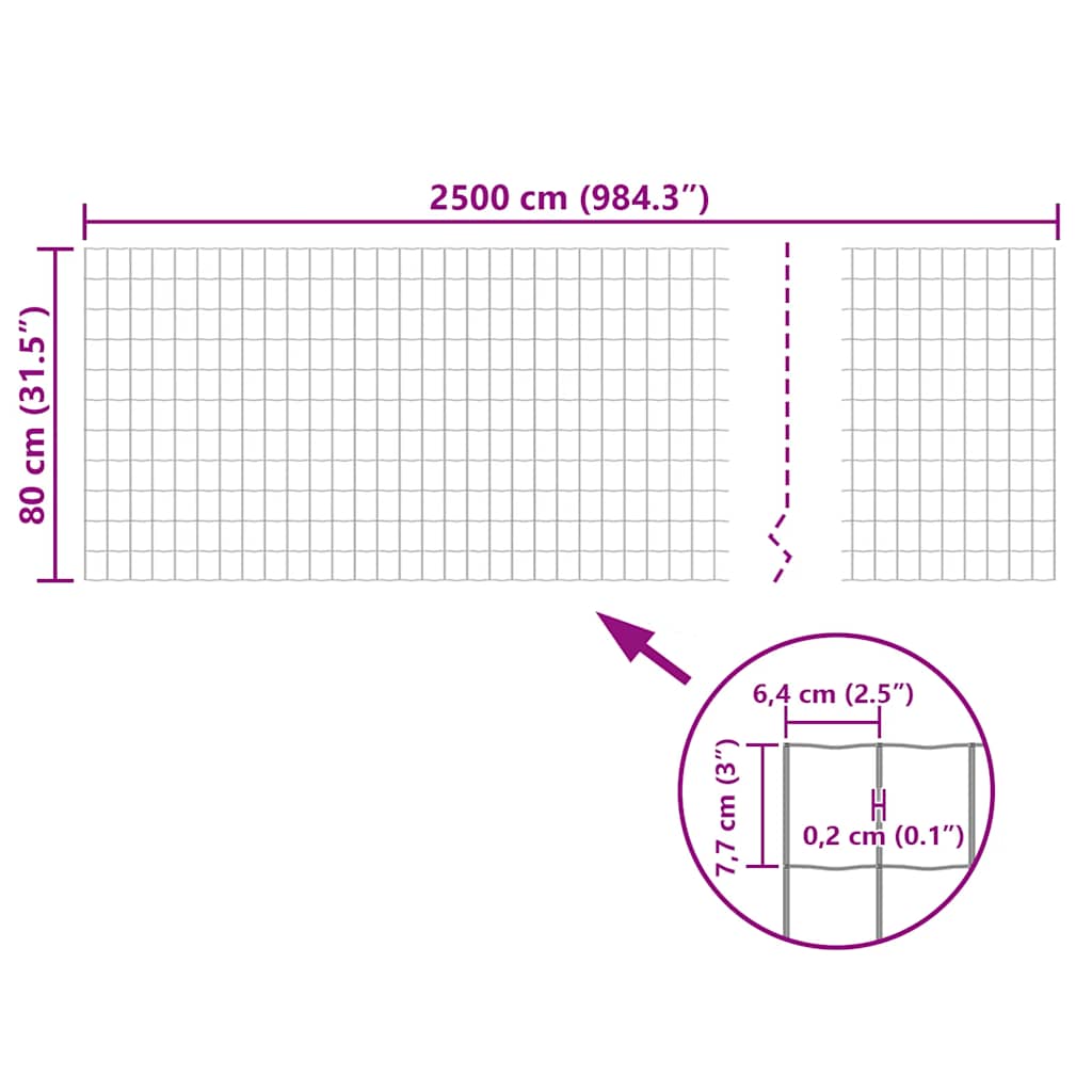 vidaXL Euro ogrodzenie, stalowe, 25 x 0,8 m, szare