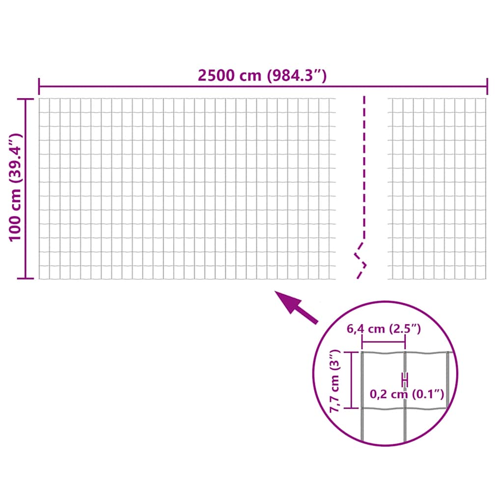 vidaXL Euro ogrodzenie, stalowe, 25 x 1 m, szare