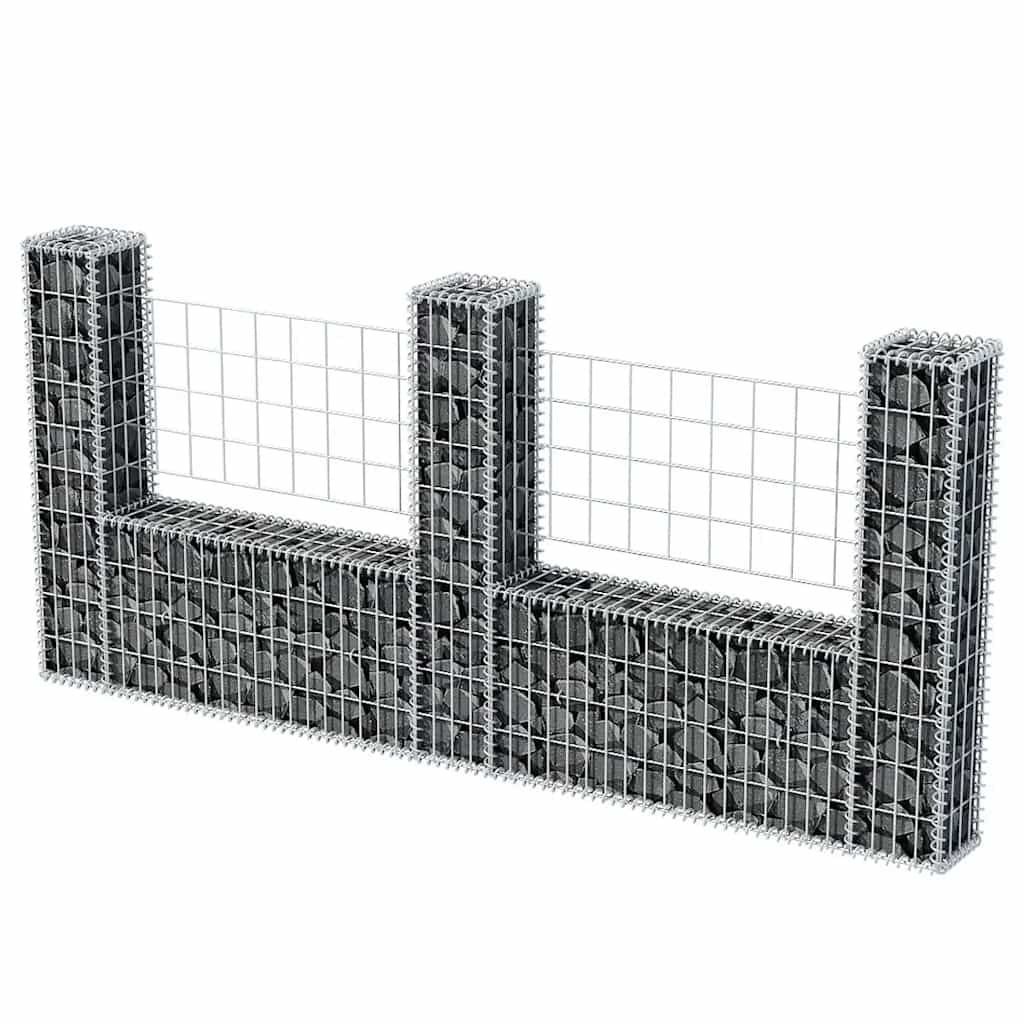 vidaXL Kosz gabionowy w kształcie litery U, stal, 240 x 20 x 100 cm
