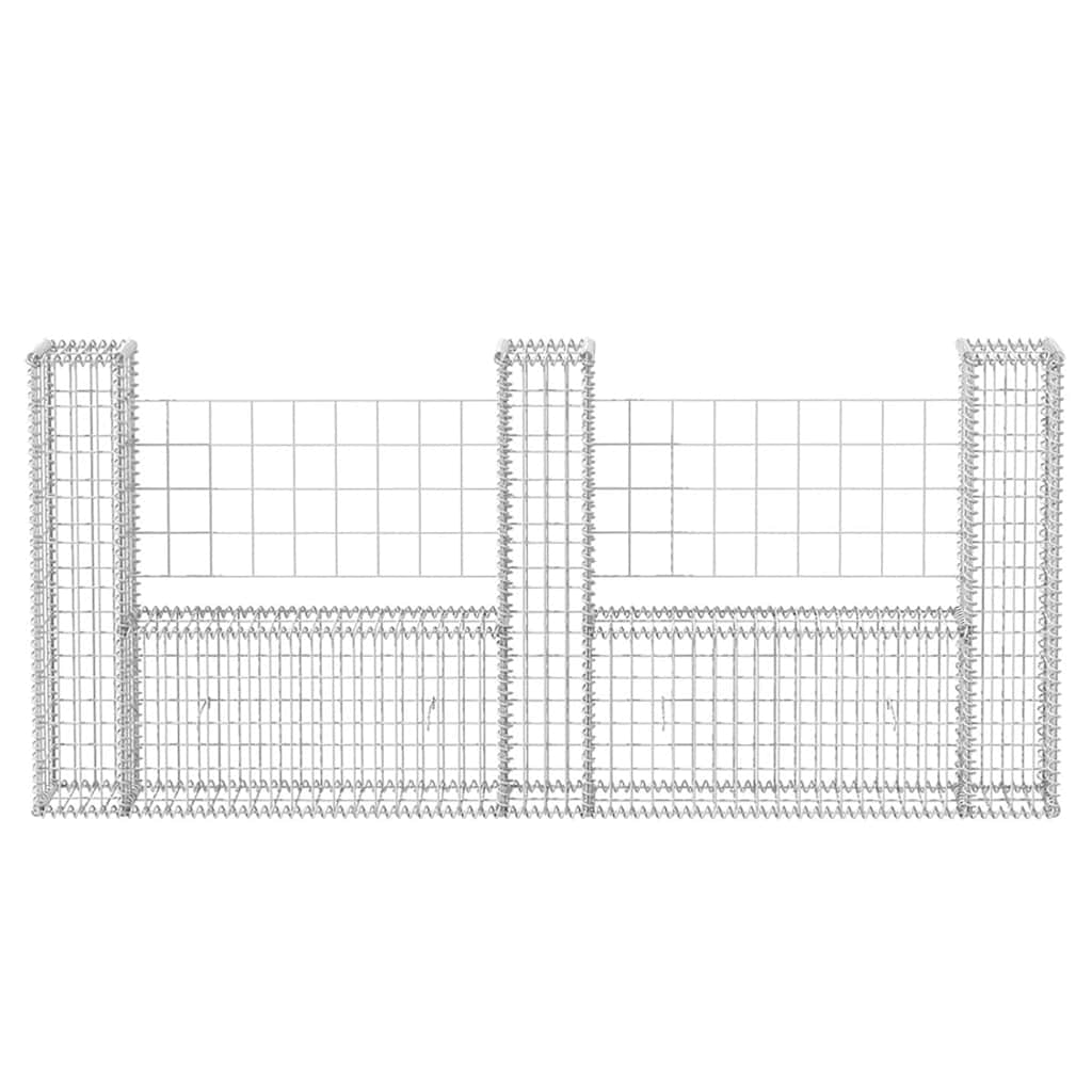 vidaXL Kosz gabionowy w kształcie litery U, stal, 240 x 20 x 100 cm
