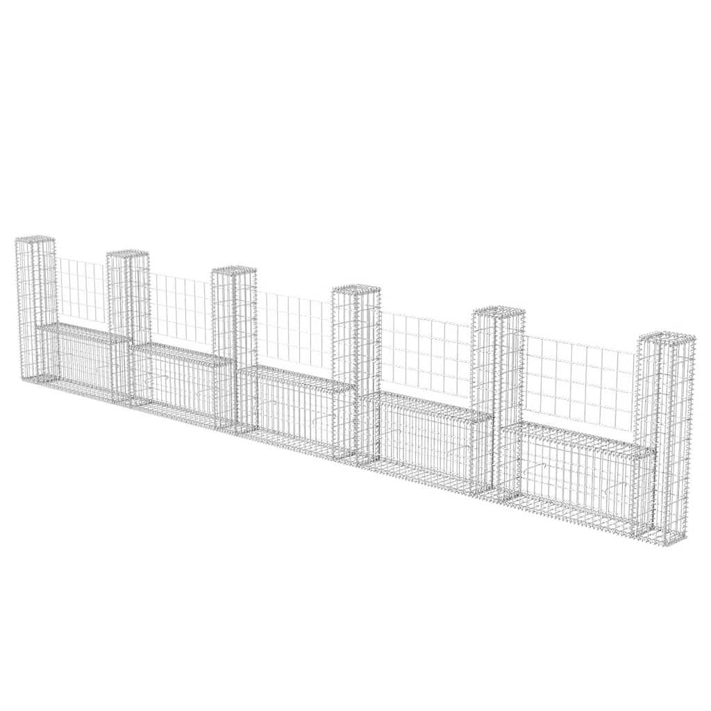 vidaXL Kosz gabionowy w kształcie litery U, stal, 570x20x100 cm